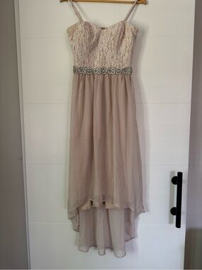 Speechless Blush-Pink Lace & Chiffon Dress